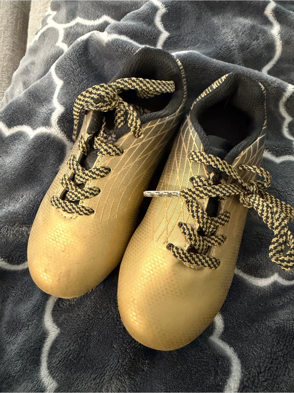 Kids Metallic Gold cleats with Black Accent